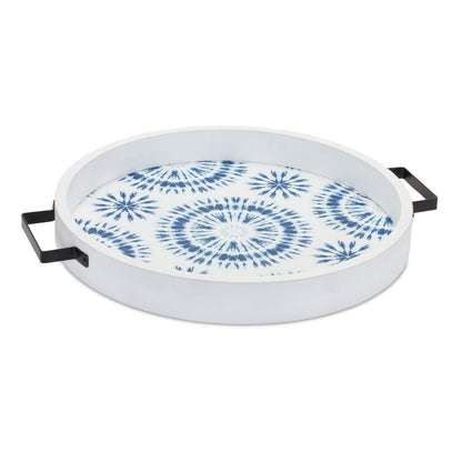 Round Wooden Tie-Dye Design Tray (Set of 2) alternate view 2