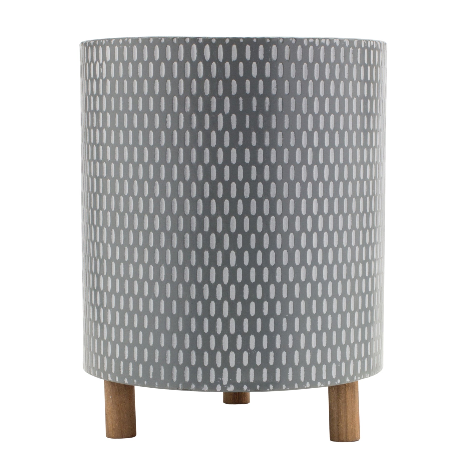 Iron Metal Planter with Geometric Design and Wood Legs (Set of 3) alternate view 2