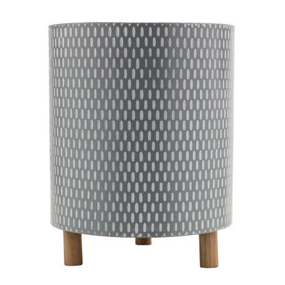Iron Metal Planter with Geometric Design and Wood Legs (Set of 3) alternate view 2