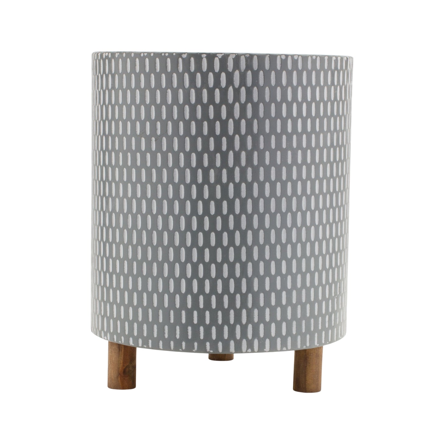 Iron Metal Planter with Geometric Design and Wood Legs (Set of 3) alternate view 3