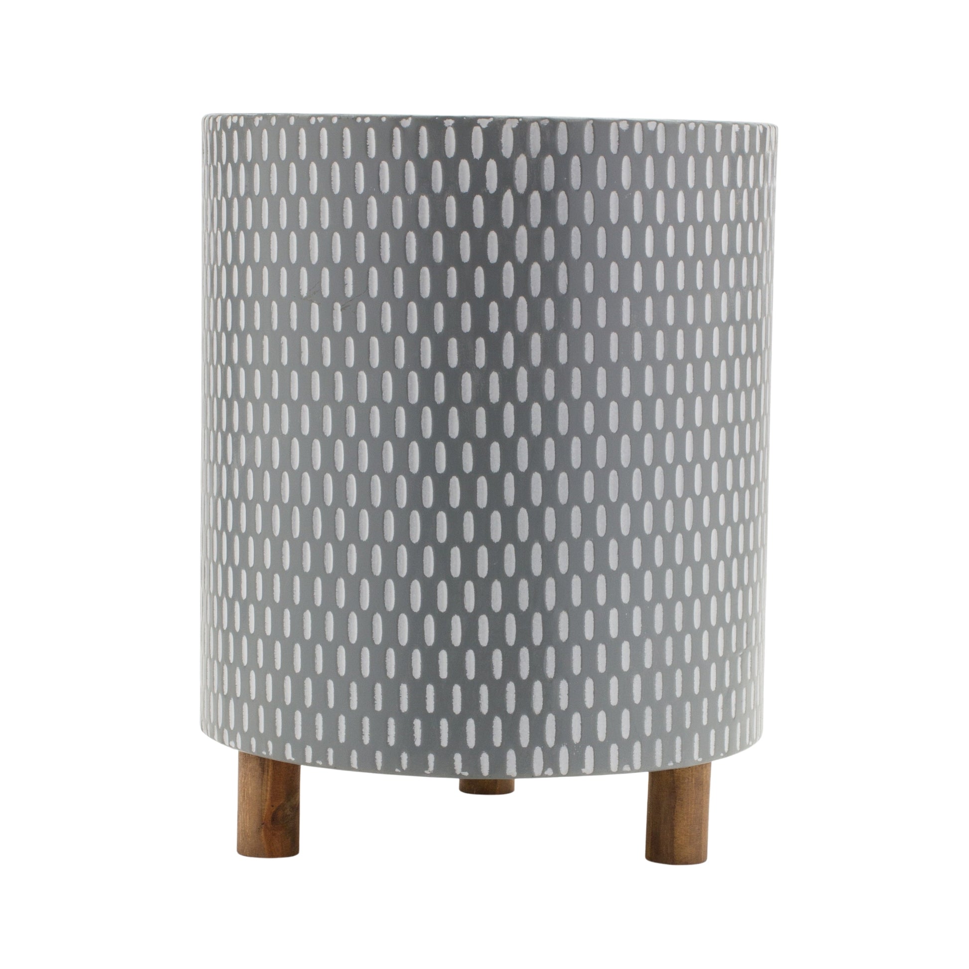 Iron Metal Planter with Geometric Design and Wood Legs (Set of 3) alternate view 3