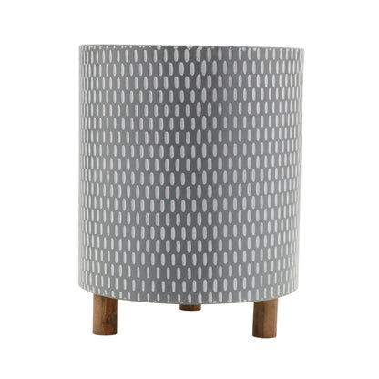 Iron Metal Planter with Geometric Design and Wood Legs (Set of 3) alternate view 3