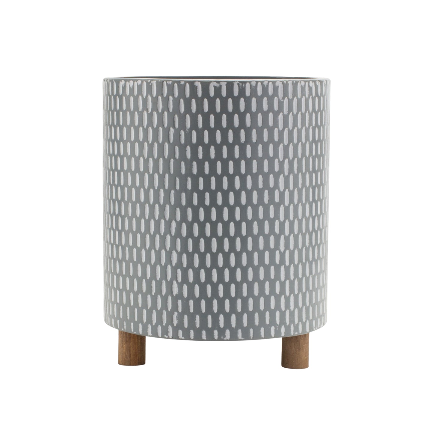 Iron Metal Planter with Geometric Design and Wood Legs (Set of 3) alternate view 4