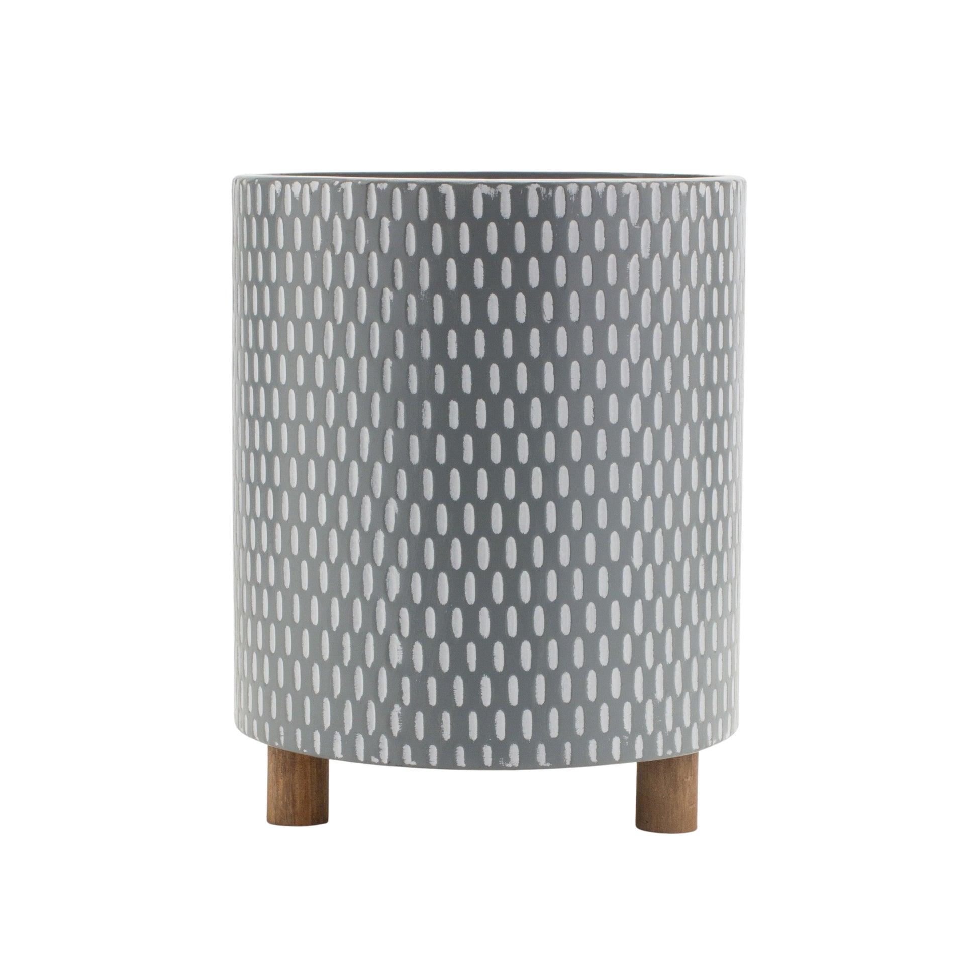 Iron Metal Planter with Geometric Design and Wood Legs (Set of 3) alternate view 4