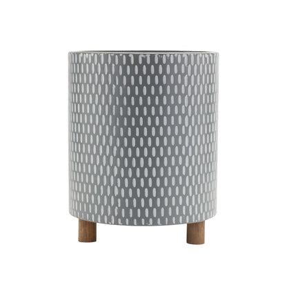 Iron Metal Planter with Geometric Design and Wood Legs (Set of 3) alternate view 4