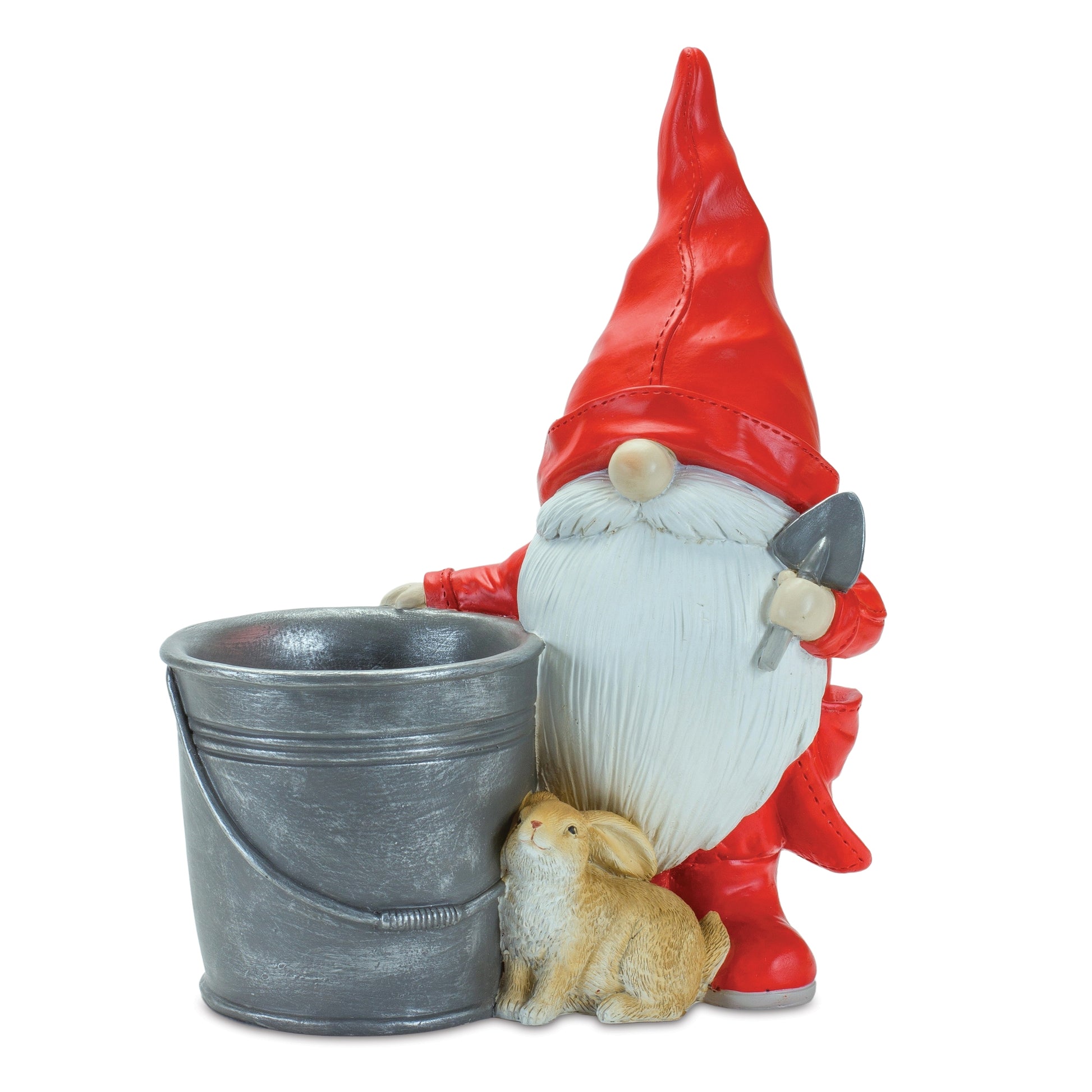 Raincoat Garden Gnome Statue with Bucket Planter (Set of 2) alternate view 2