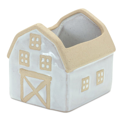 Neutral Porcelain House and Barn Planter (Set of 2) alternate view 3