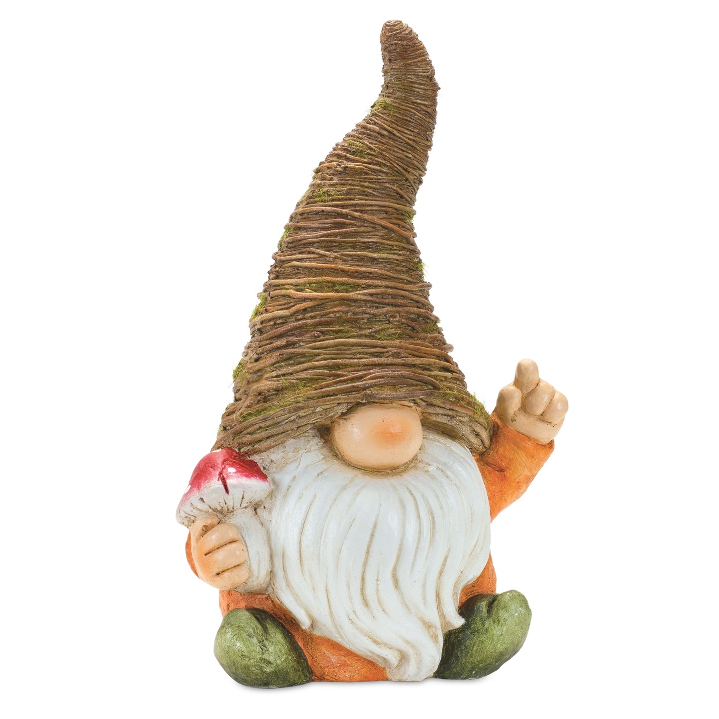 Distressed Garden Gnome Statue with Mushroom and Flower Accent (Set of 2) alternate view 3