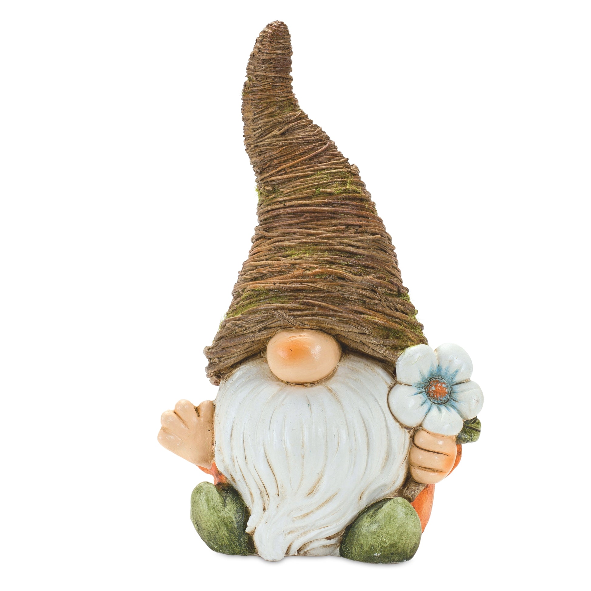 Distressed Garden Gnome Statue with Mushroom and Flower Accent (Set of 2) alternate view 4