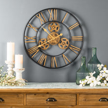 Industrial Iron Gears Wall Clock with Roman Numerals 23.75"D alternate view 2
