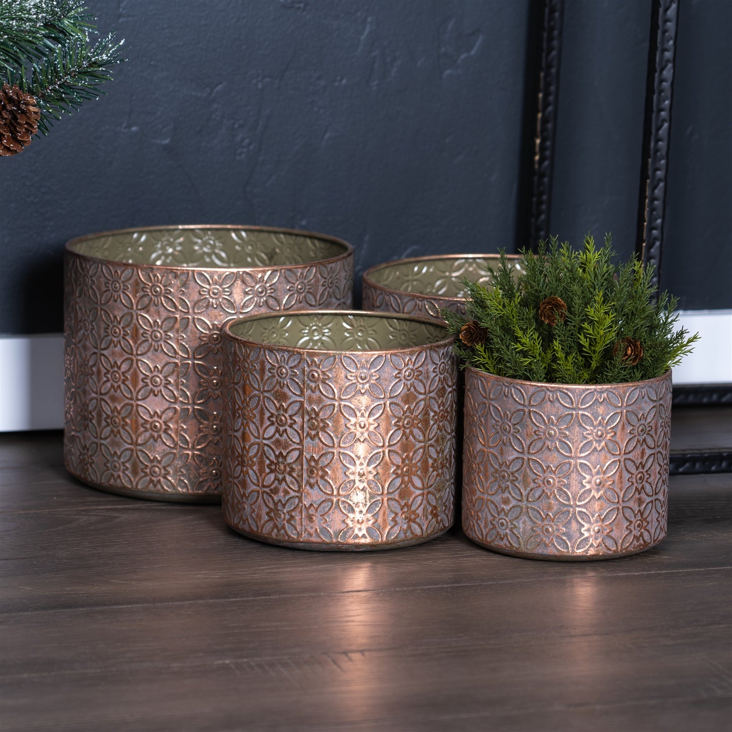 Ornate Geometric Metal Planter (Set of 4) alternate view 2