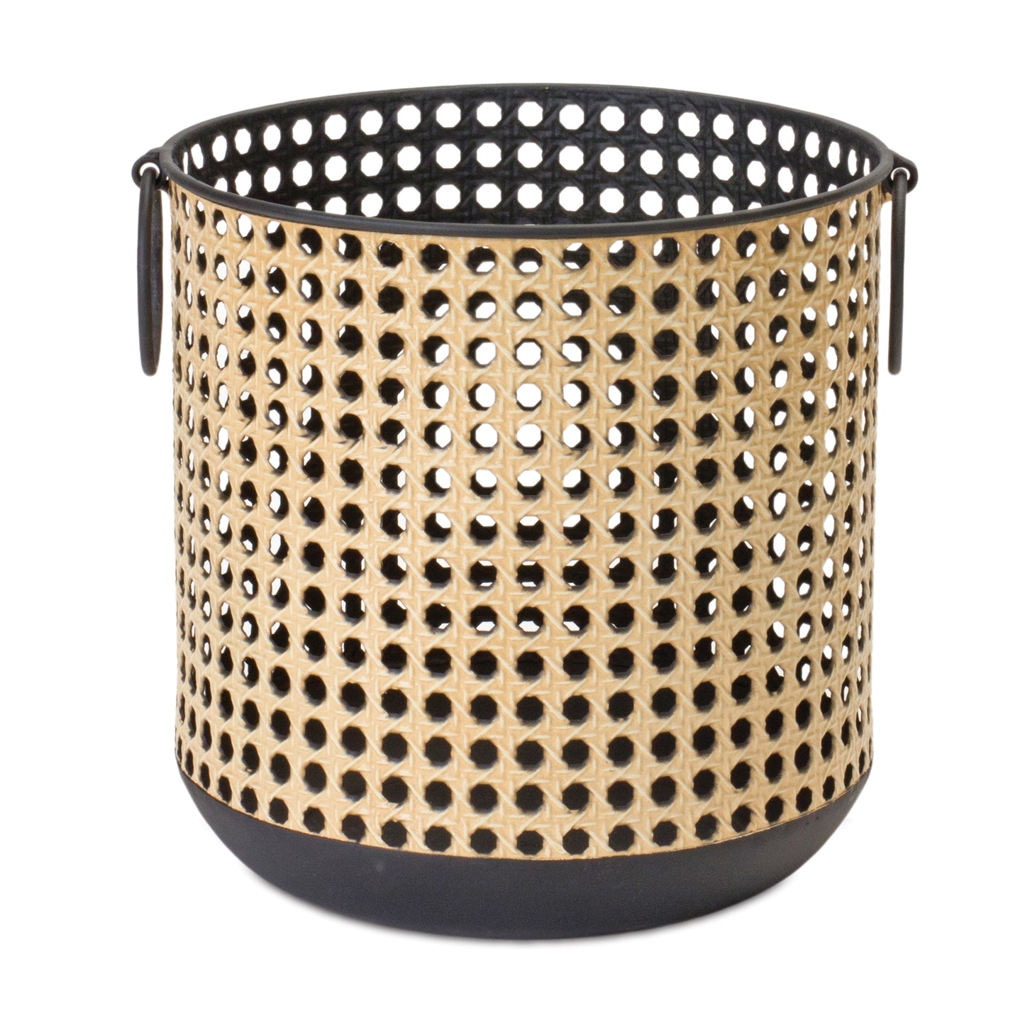Punched Metal Candle Holder with Rattan Design (Set of 2) alternate view 3