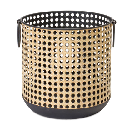 Punched Metal Candle Holder with Rattan Design (Set of 2) alternate view 3