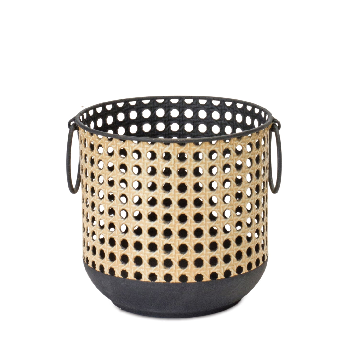 Punched Metal Candle Holder with Rattan Design (Set of 2) alternate view 4