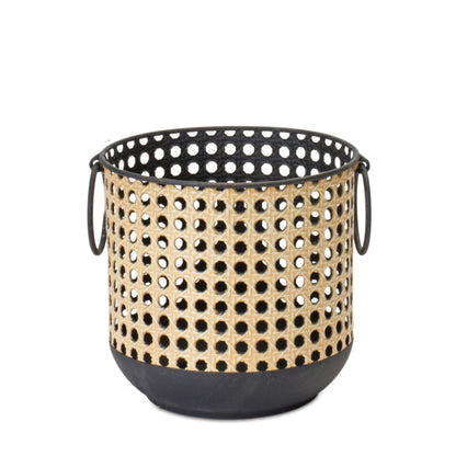 Punched Metal Candle Holder with Rattan Design (Set of 2) alternate view 4
