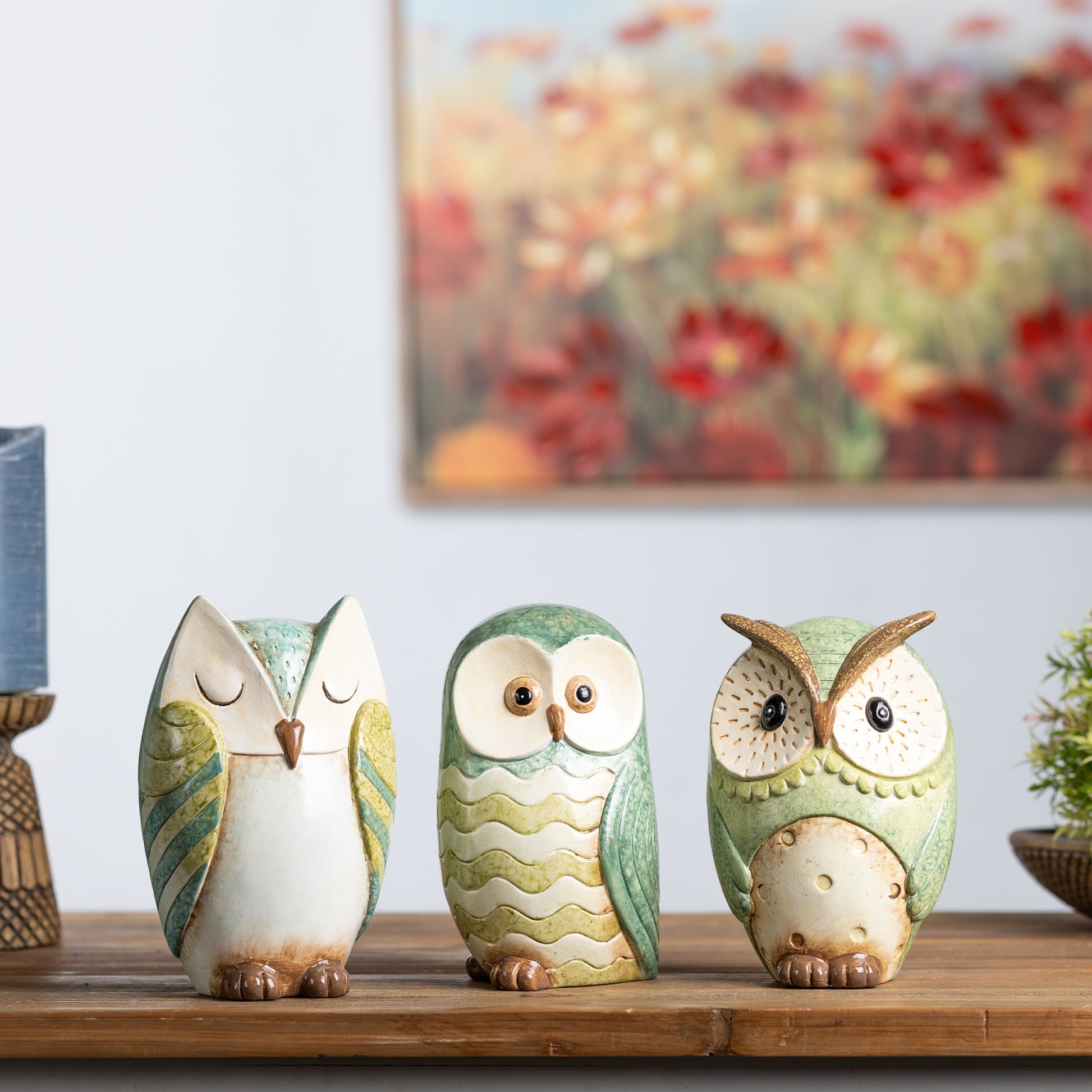 Terra Cotta Owl Figurine (Set of 3) alternate view 2