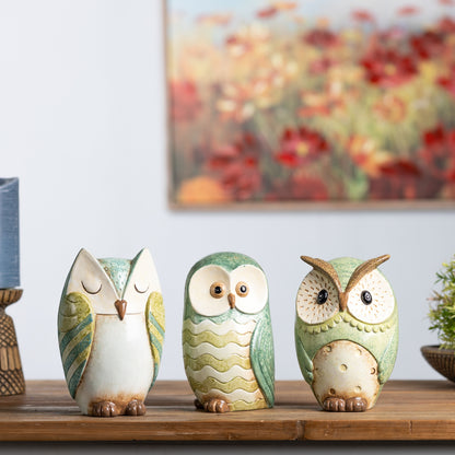 Terra Cotta Owl Figurine (Set of 3) alternate view 2