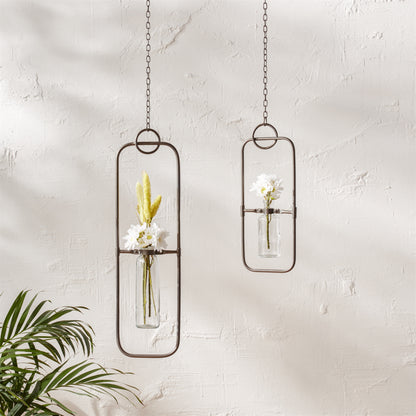 Hanging Bottle Vase in Metal Frame (Set of 2) alternate view 2