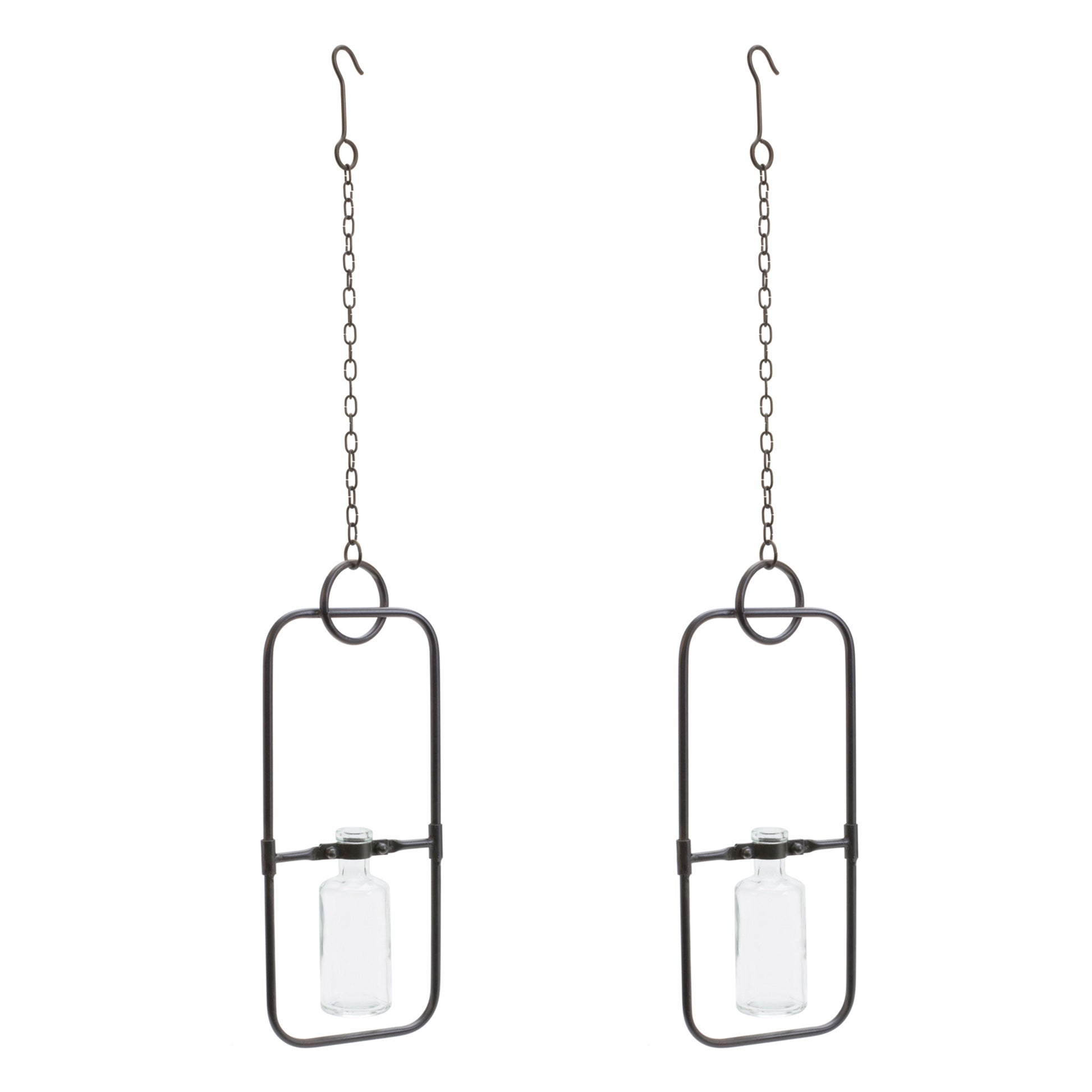 Hanging Bottle Vase in Metal Frame (Set of 2) alternate view 3