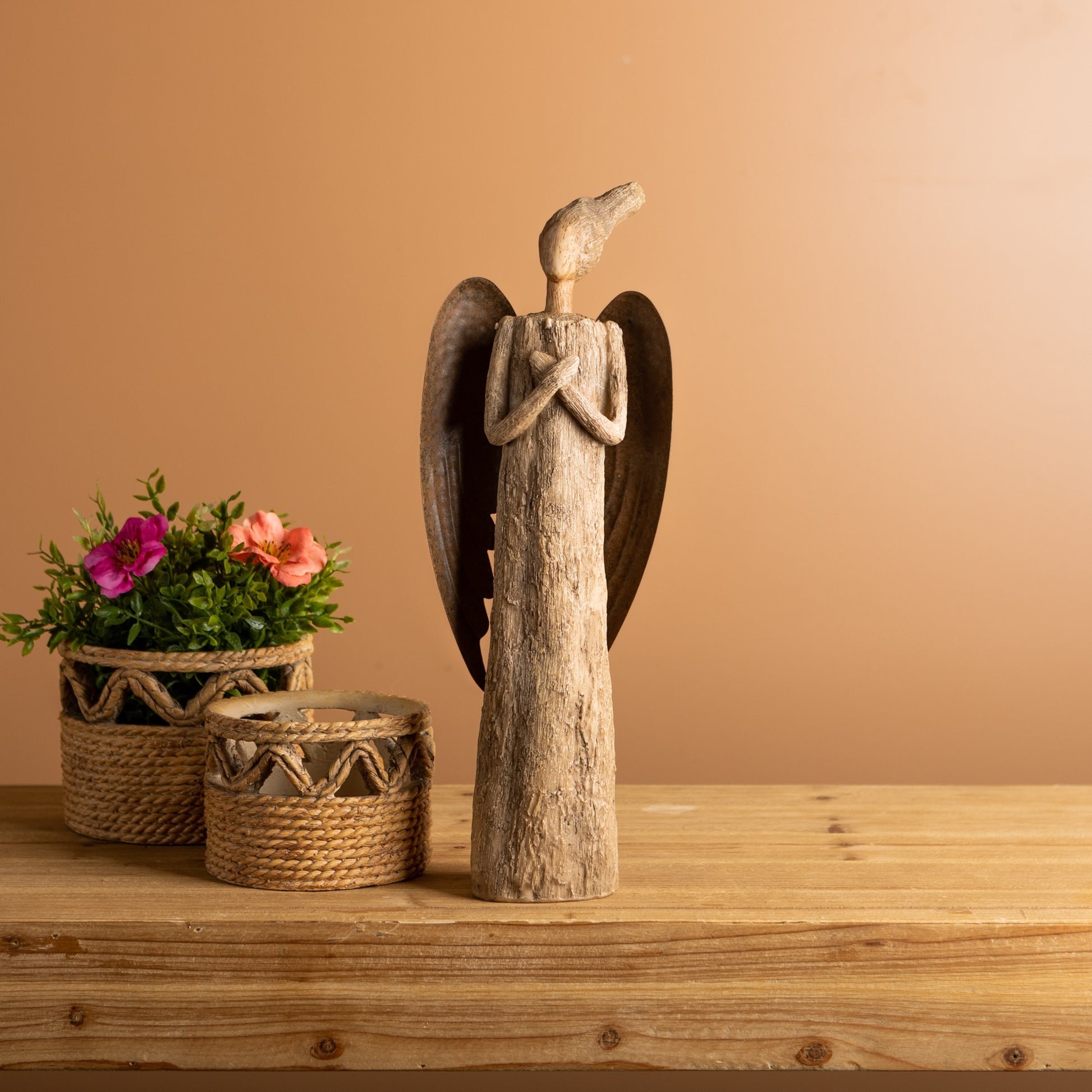 Rustic Tree Angel Statue 15"H alternate view 2