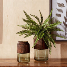 Sage Glass Vase with Wood Accent 9"H alternate view 2