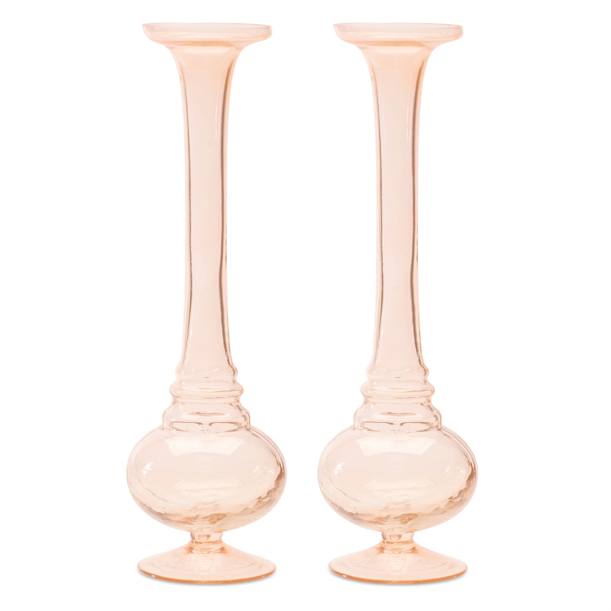 Pink Glass Stem Vase (Set of 2)