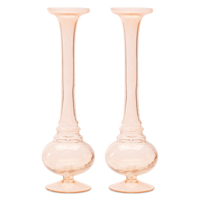 Pink Glass Stem Vase (Set of 2)