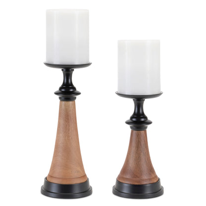 Tapered Wood and Metal Candle Holder (Set of 2) alternate view 2