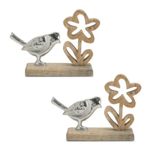 Metal Bird and Flower on Wood Base (Set of 2) alternate view 2