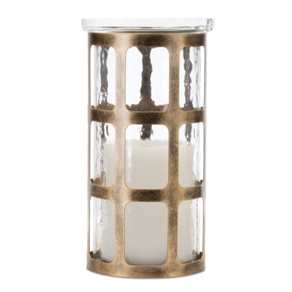 Wavy Glass Candle Holder with Distressed Metal Frame 10"H alternate view 3