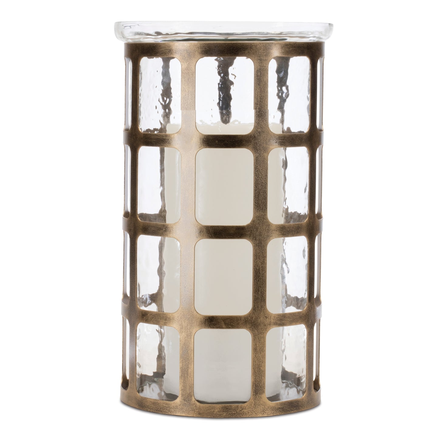 Wavy Glass Candle Holder with Distressed Metal Frame 12.25"H alternate view 3