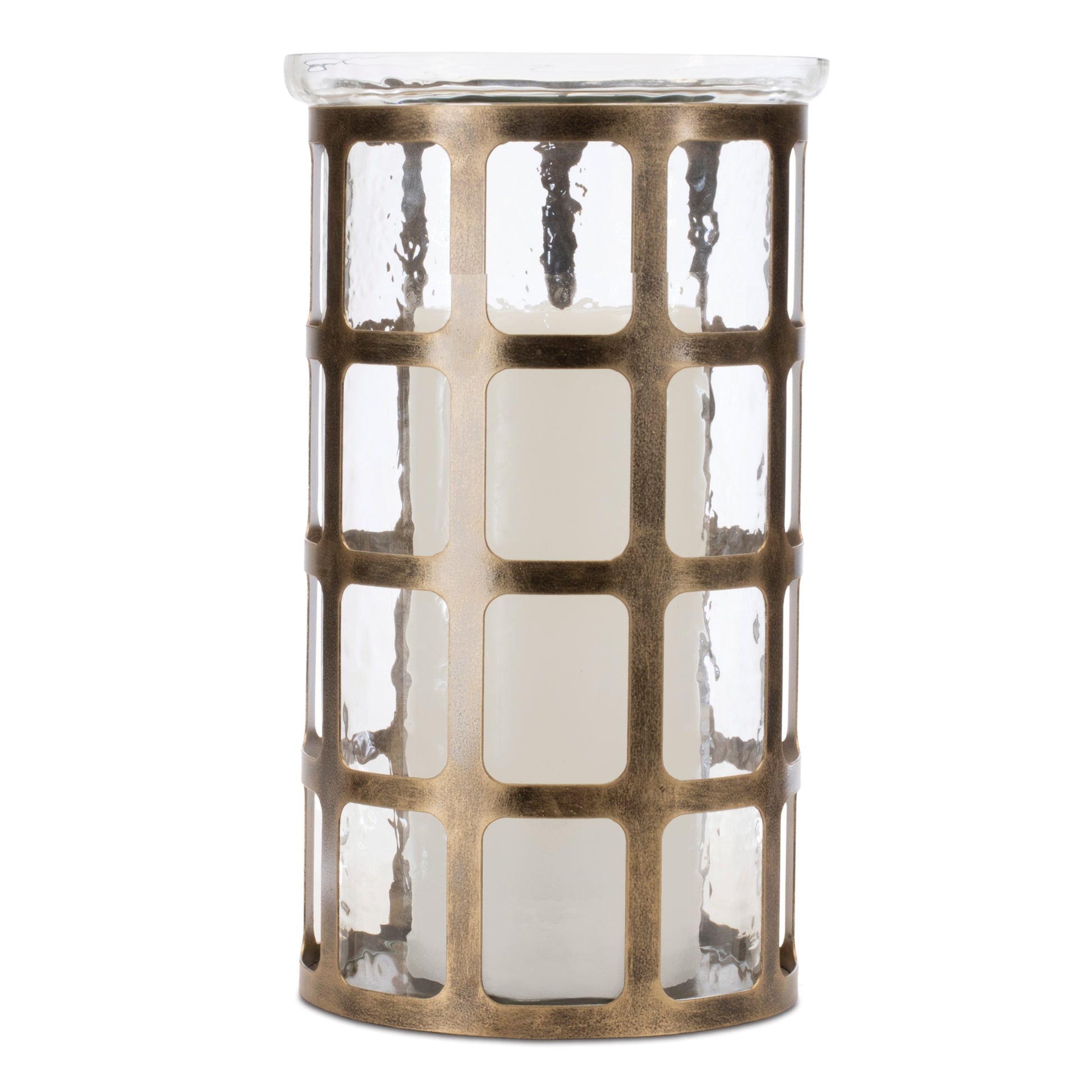 Wavy Glass Candle Holder with Distressed Metal Frame 12.25"H alternate view 3