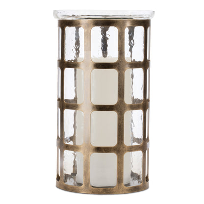 Wavy Glass Candle Holder with Distressed Metal Frame 12.25"H alternate view 3