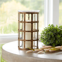 Wavy Glass Candle Holder with Distressed Metal Frame 12.25"H alternate view 2