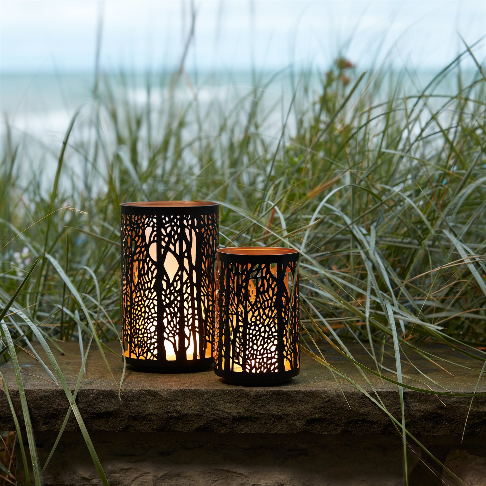 Forest Trees Punched Metal Candle Holder (Set of 2) alternate view 2
