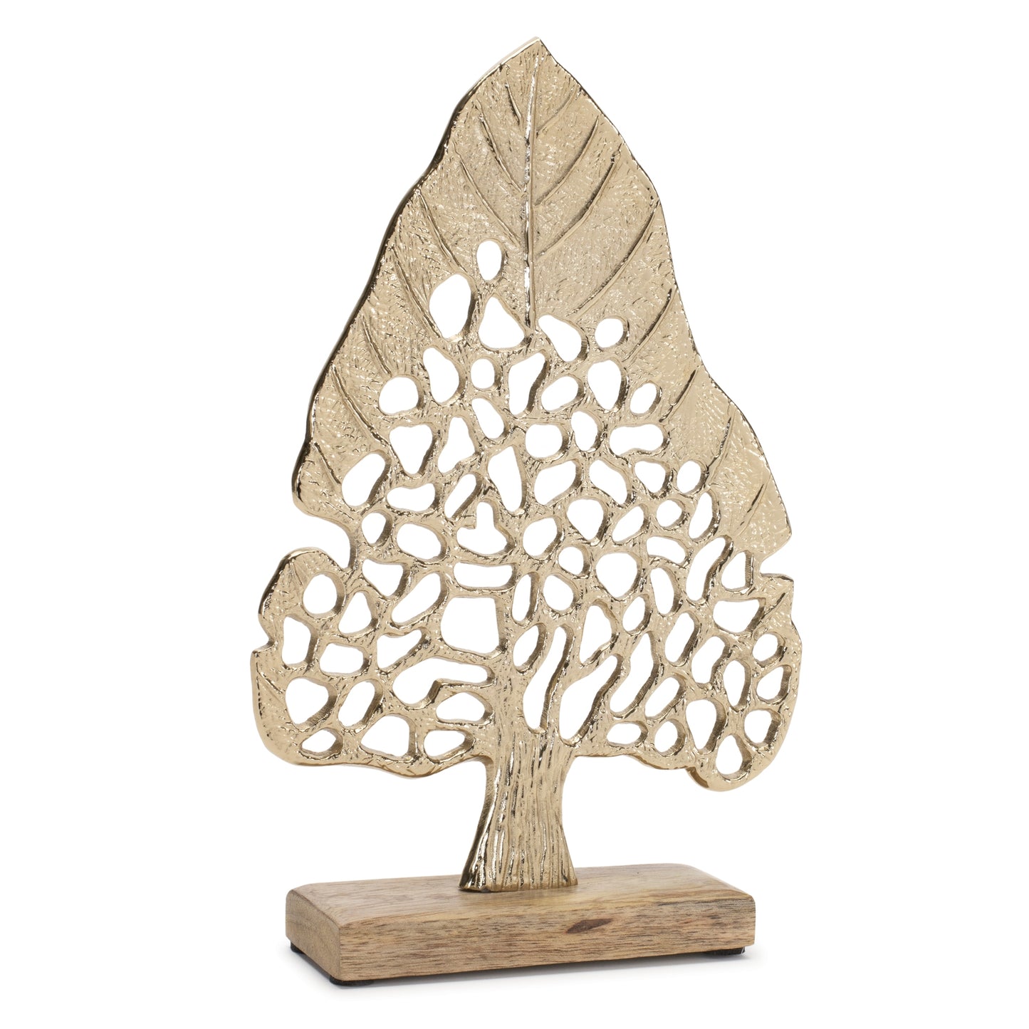 Modern Metal Leaf Tree on Wood Base (Set of 2) alternate view 2