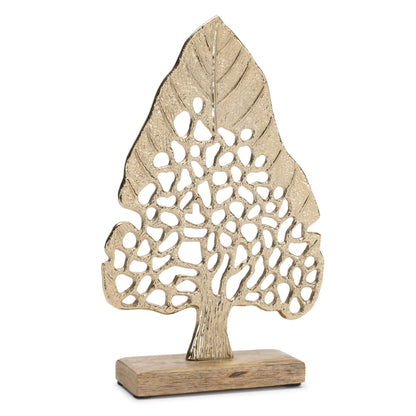 Modern Metal Leaf Tree on Wood Base (Set of 2) alternate view 2