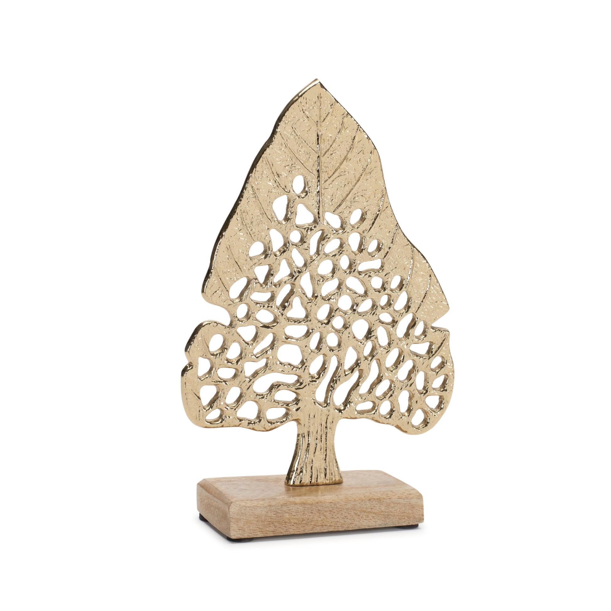 Modern Metal Leaf Tree on Wood Base (Set of 2) alternate view 3