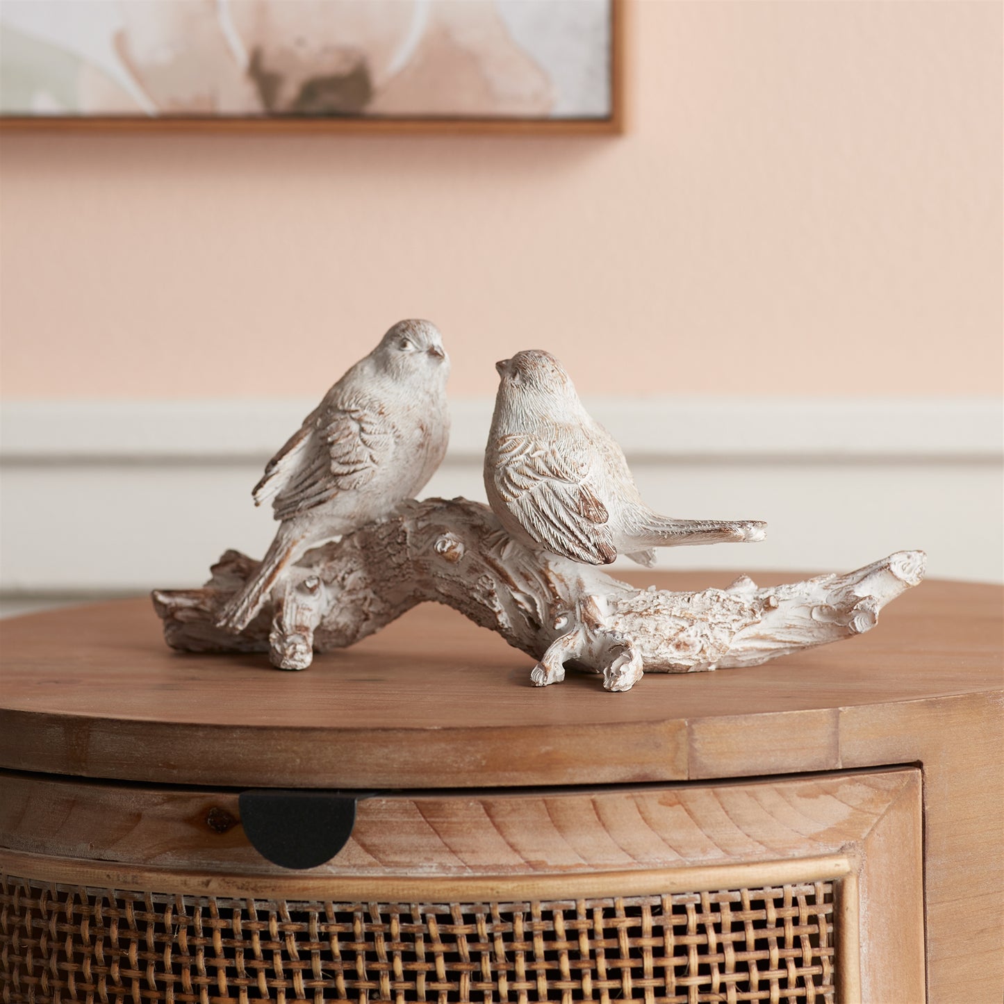 White Washed Birds on Branch Figurine 9.5"L alternate view 2
