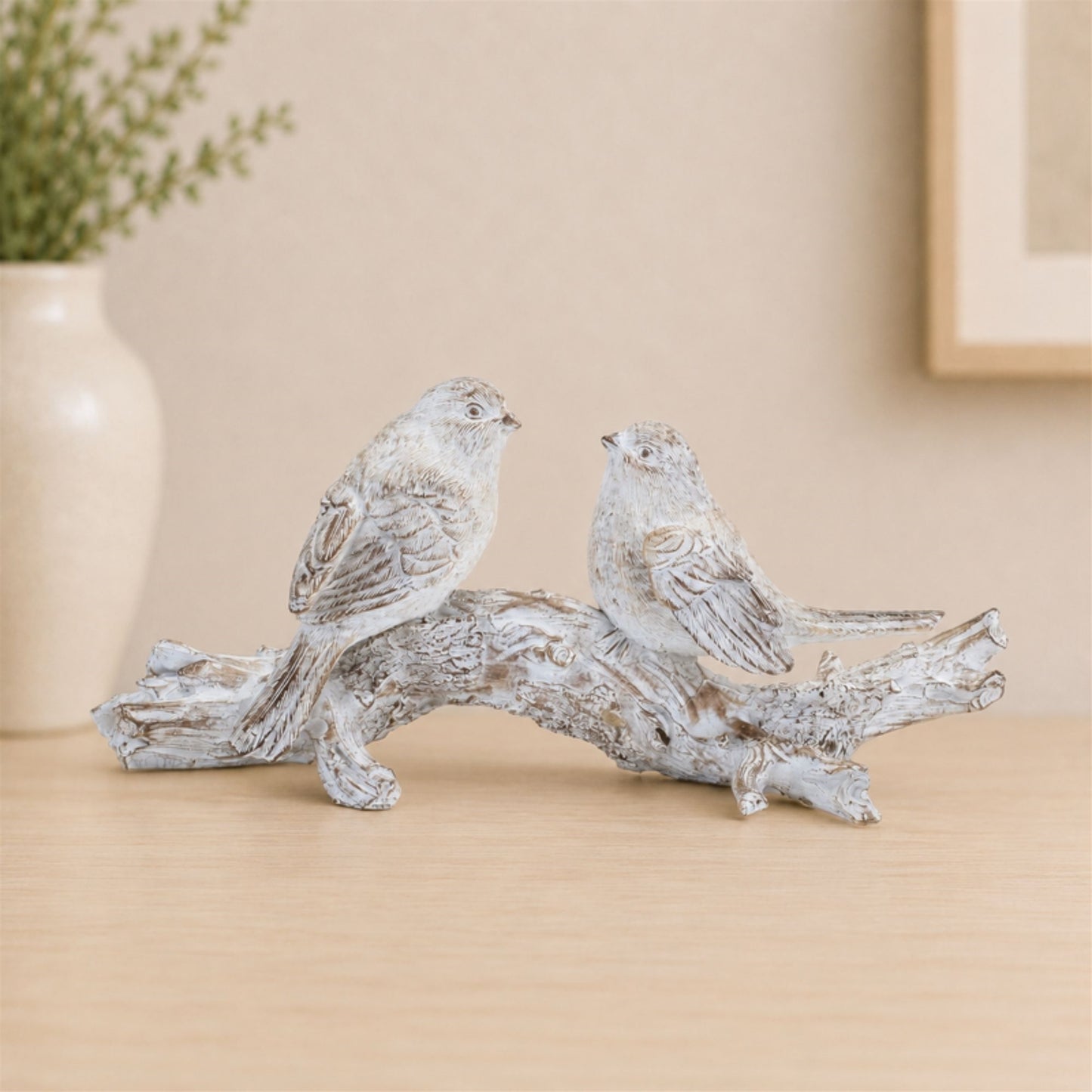 White Washed Birds on Branch Figurine 9.5"L alternate view 3