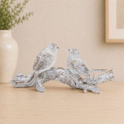 White Washed Birds on Branch Figurine 9.5"L alternate view 3