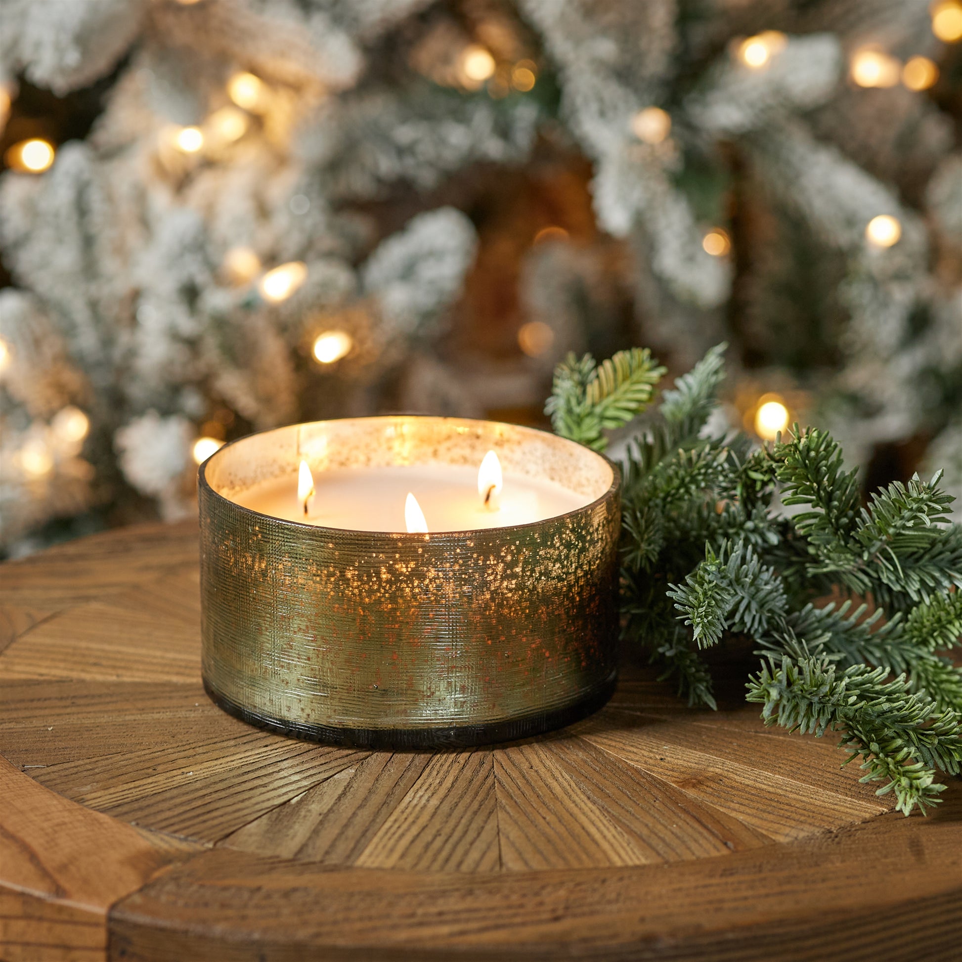 Frasier Fir Scented Candle in Textured Glass Jar 6"D alternate view 3