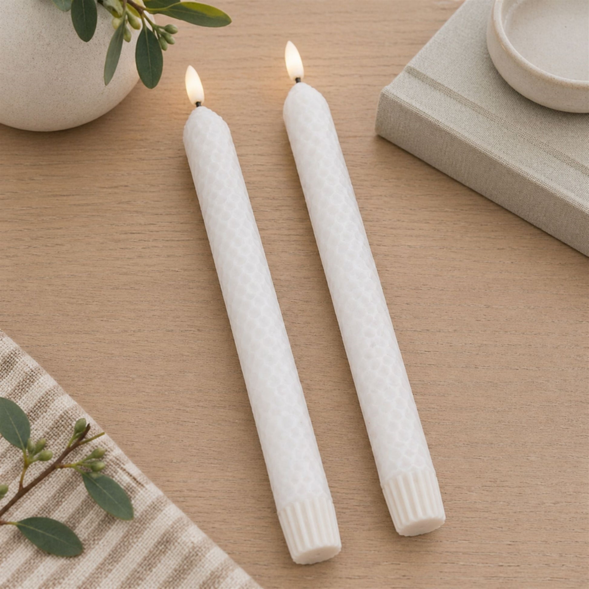 FIA Wick White Textured Taper Candle (Set of 2) alternate view 2