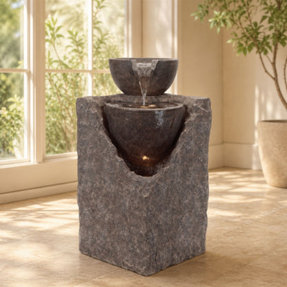 Cascading Tiered Stone Bowl Fountain 24"H alternate view 3