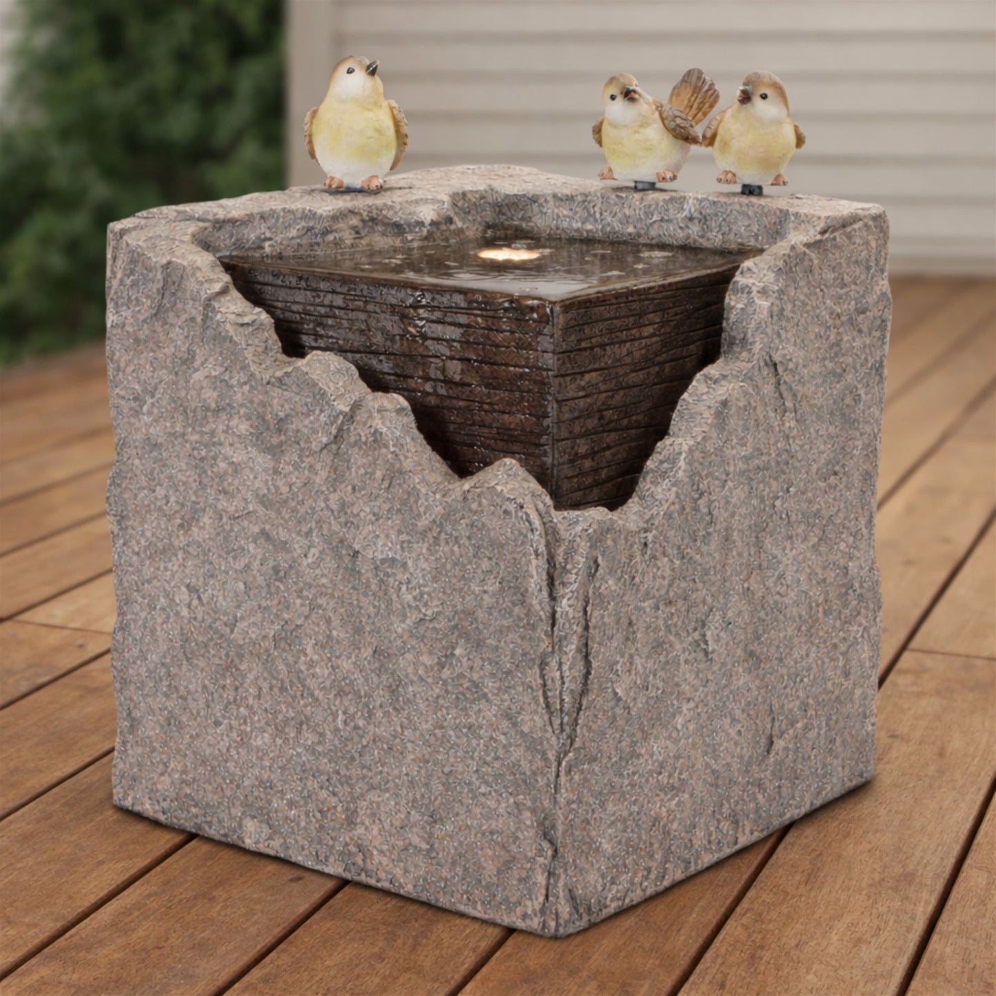 Bubbling Stone Fountain with Bird Accents 19"H alternate view 2