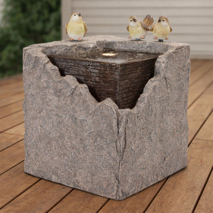 Bubbling Stone Fountain with Bird Accents 19"H alternate view 2