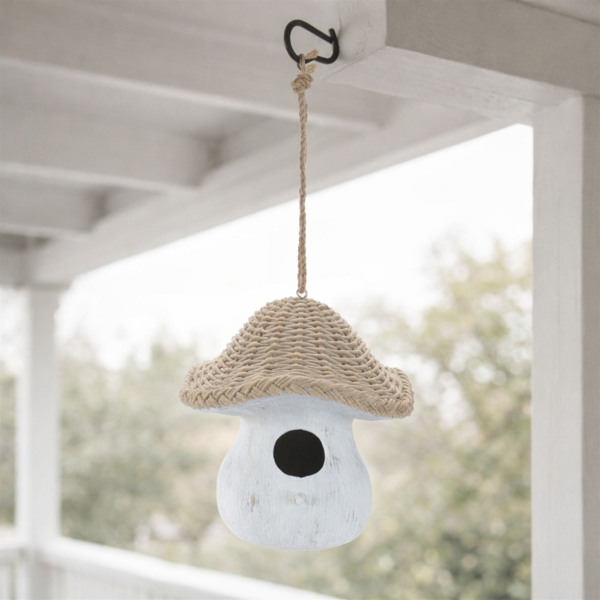 Mushroom Birdhouse with Wicker Design 8"H alternate view 2