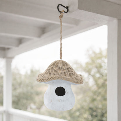 Mushroom Birdhouse with Wicker Design 8"H alternate view 2
