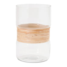 Glass Candle Holder with Bamboo Accent (Set of 2)