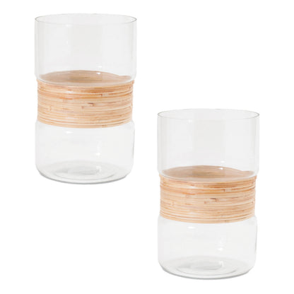 Glass Candle Holder with Bamboo Accent (Set of 2) alternate view 2